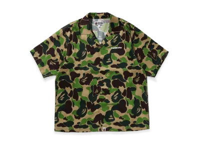 A BATHING APE ABC Camo Open Collar SS Shirt "Green"