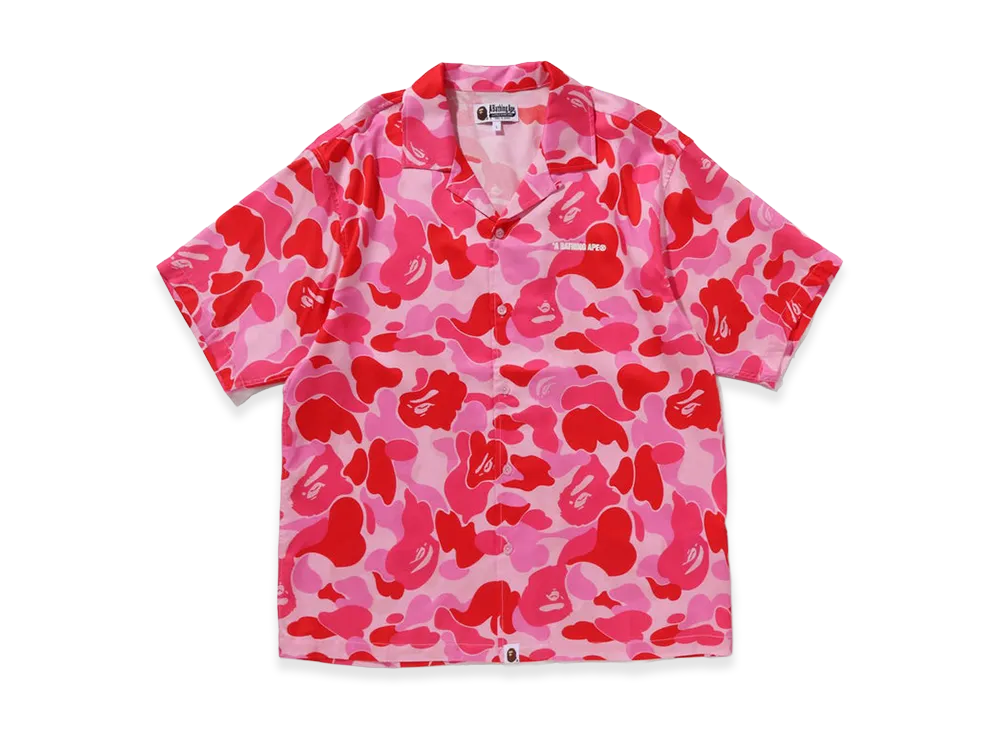 A BATHING APE ABC Camo Open Collar SS Shirt "Pink"