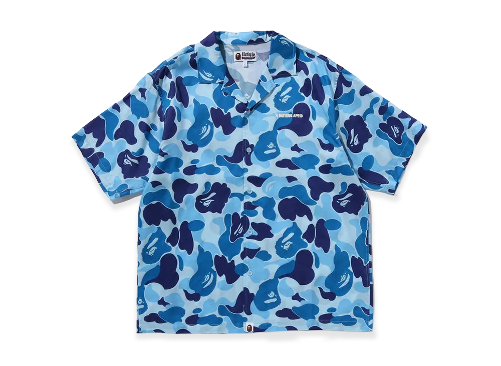 A BATHING APE ABC Camo Open Collar SS Shirt "Blue"