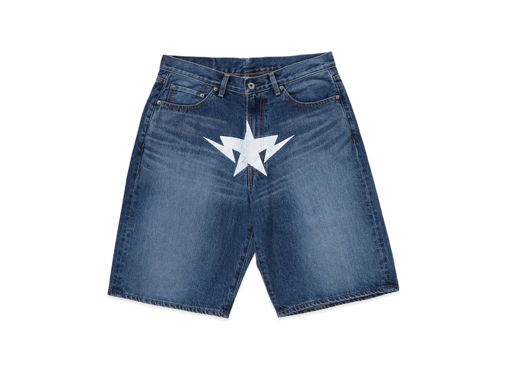 A BATHING APE Twin Sta Relaxed Fit Denim Shorts "Lightindi"