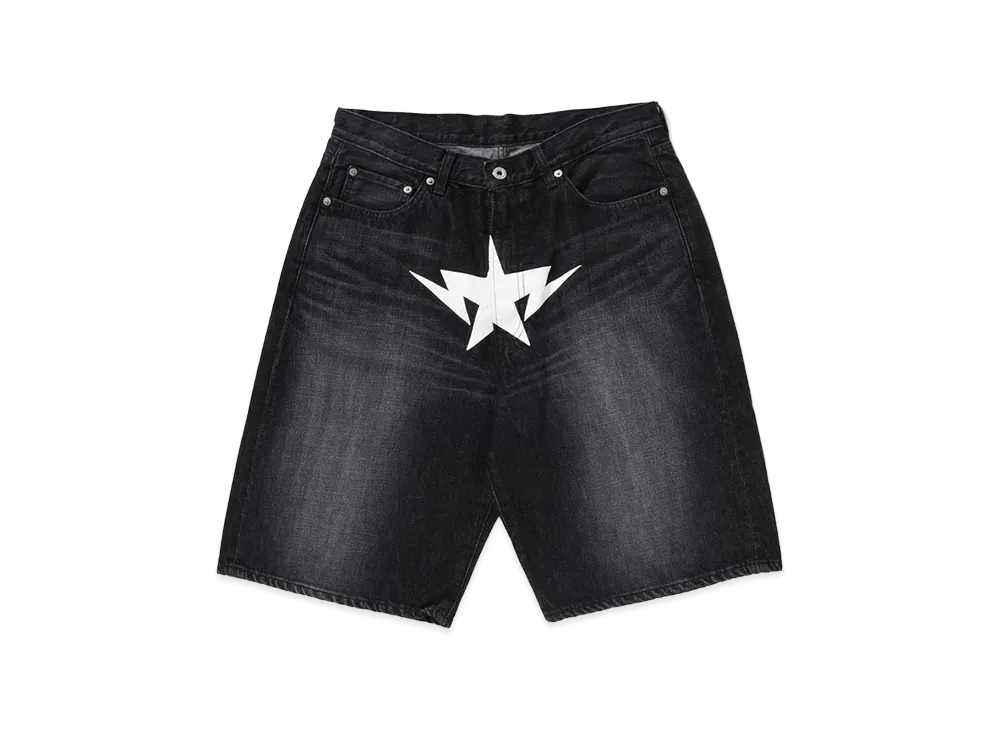 A BATHING APE Twin Sta Relaxed Fit Denim Shorts "Black"
