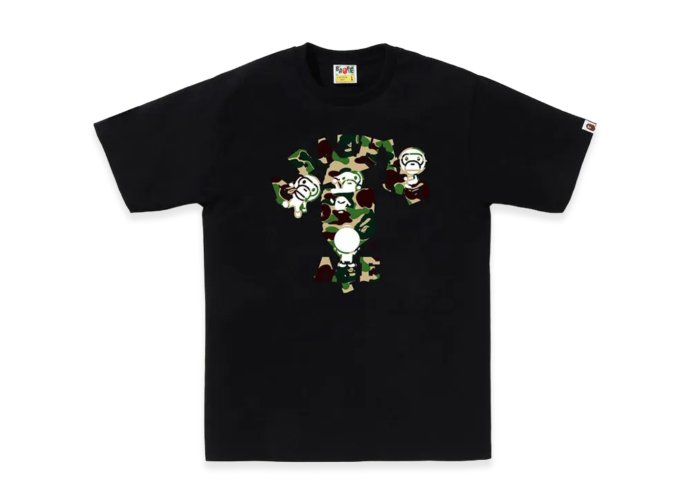 A BATHING APE ABC Camo College Milo Tee "Black/Green"