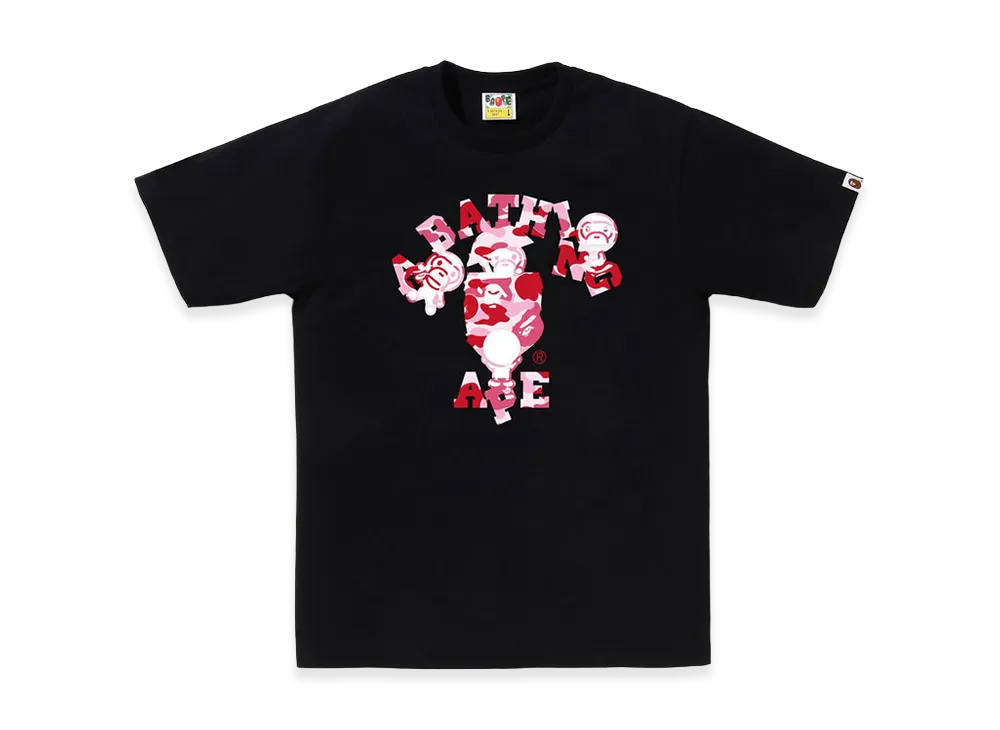 A BATHING APE ABC Camo College Milo Tee "Black/Pink"