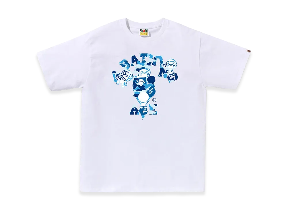 A BATHING APE ABC Camo College Milo Tee "White/Blue"
