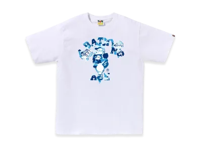 A BATHING APE ABC Camo College Milo Tee "White/Blue"