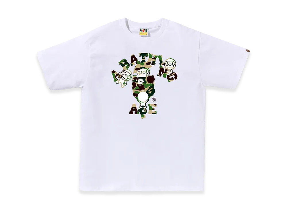 A BATHING APE ABC Camo College Milo Tee "White/Green"