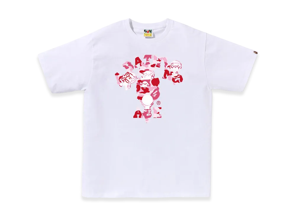 A BATHING APE ABC Camo College Milo Tee "White/Pink"