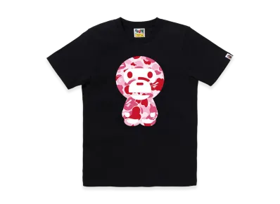 A BATHING APE Women's ABC Camo Big Baby Milo Tee "Black/Pink"
