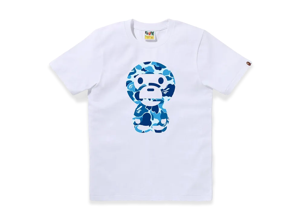 A BATHING APE Women's ABC Camo Big Baby Milo Tee "White/Blue"