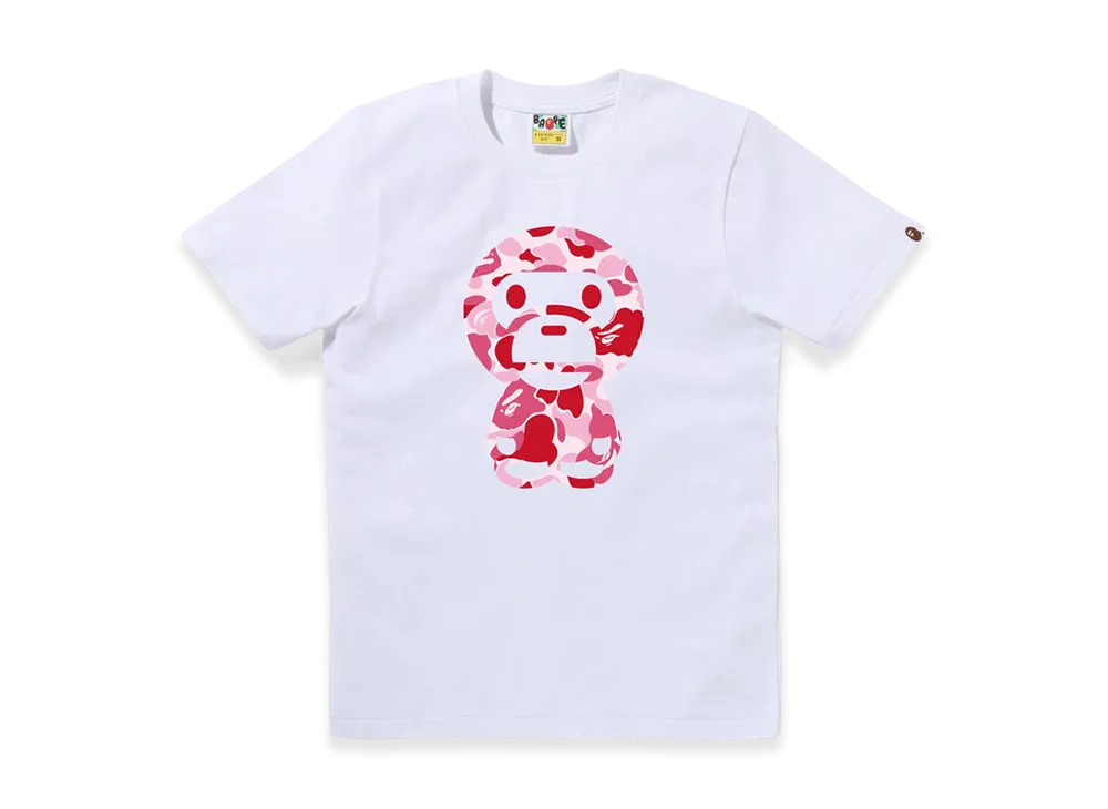 A BATHING APE Women's ABC Camo Big Baby Milo Tee "White/Pink"