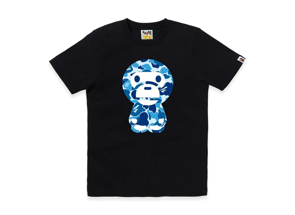 A BATHING APE Women's ABC Camo Big Baby Milo Tee "Black/Blue"