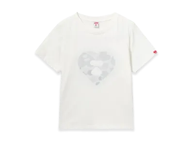 A BATHING APE Women's Camo Heart Printed Tee #1 "White/Green"