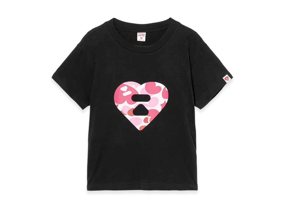 A BATHING APE Women's Camo Heart Printed Tee #2 "Black"