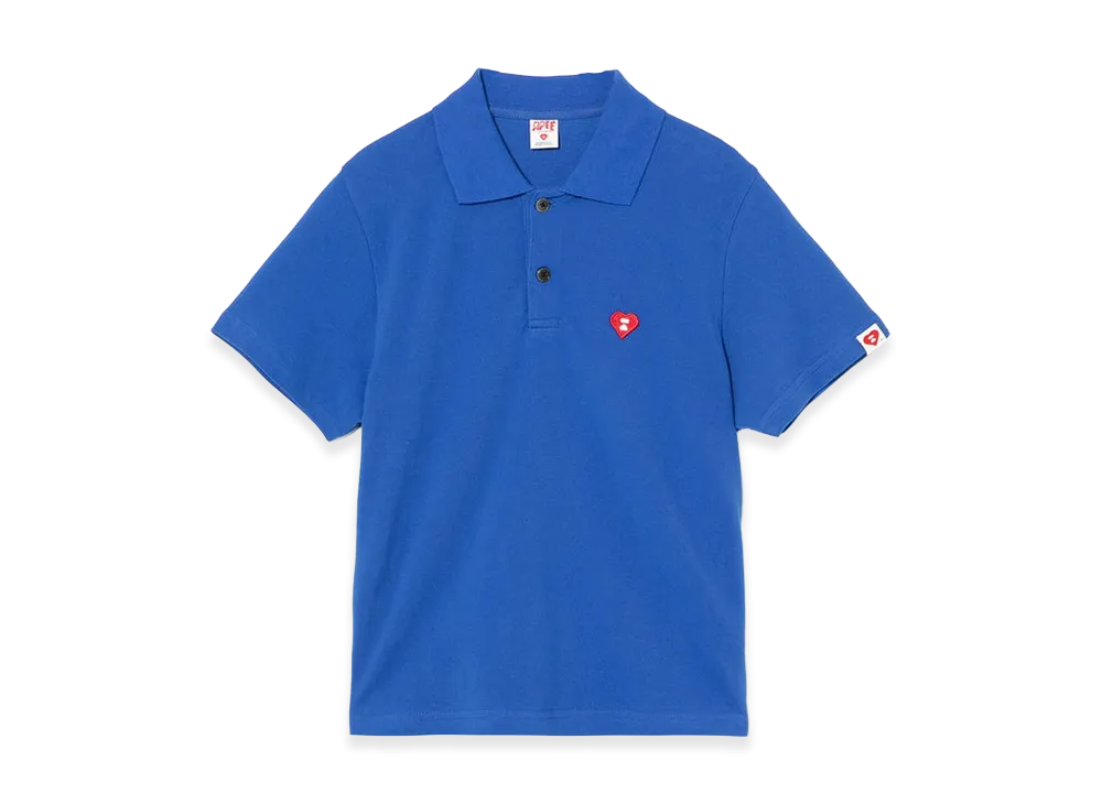 A BATHING APE Women's Heart Badge Polo Shirt "Blue"