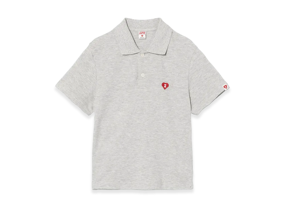 A BATHING APE Women's Heart Badge Polo Shirt "Gray"