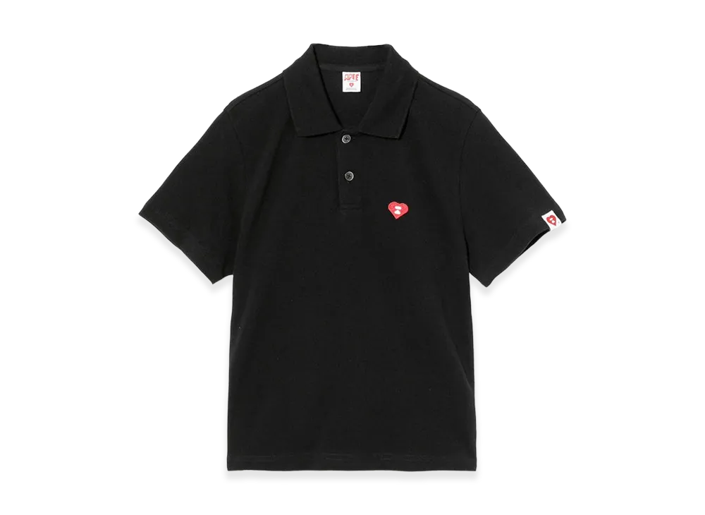 A BATHING APE Women's Heart Badge Polo Shirt "Black"