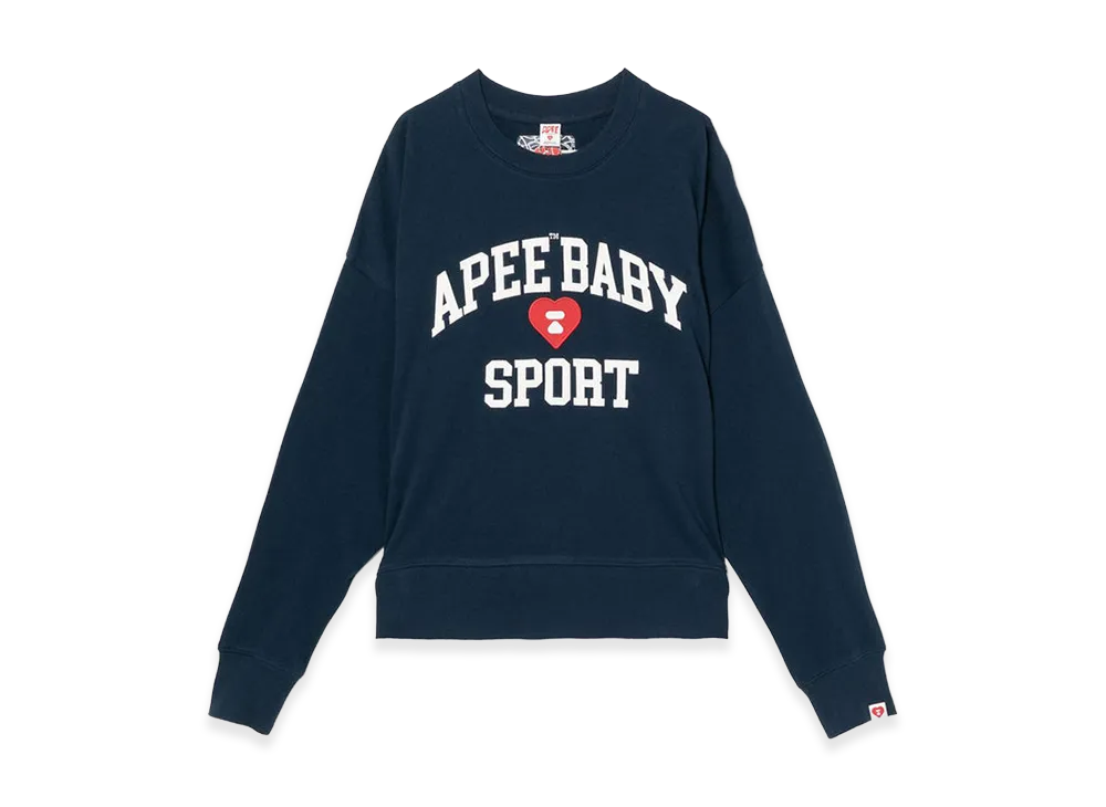 A BATHING APE Women's Applique Patch And Heart Embroidery Sweat Shirt "Navy"