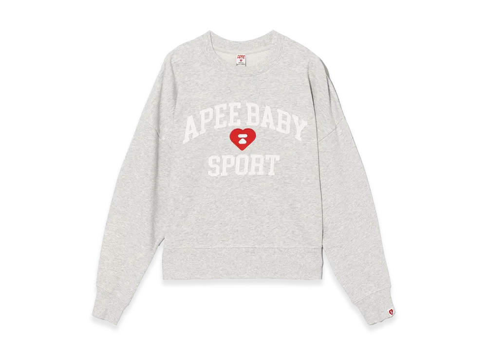 A BATHING APE Women's Applique Patch And Heart Embroidery Sweat Shirt "Gray"