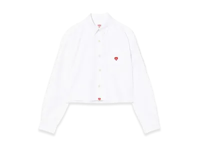 A BATHING APE Women's Embro Badge Oxford Cropped Shirt "White"