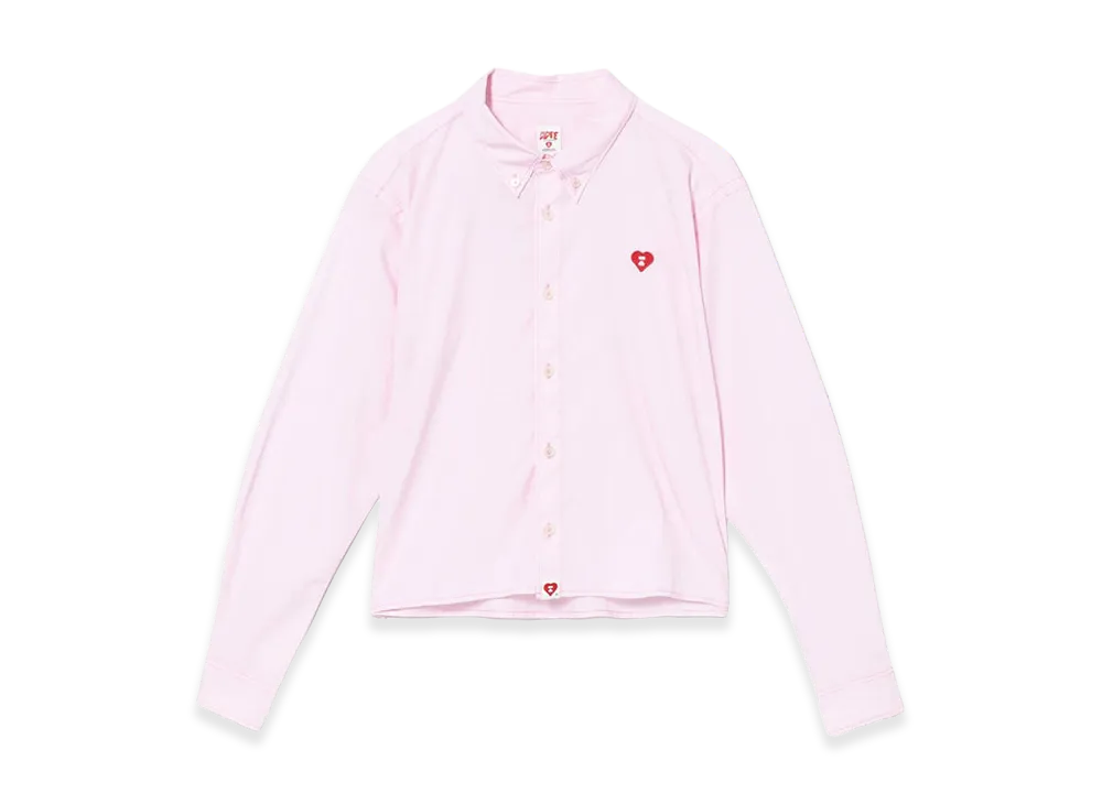 A BATHING APE Women's Cropped Length Button Down Shirt "Pink"