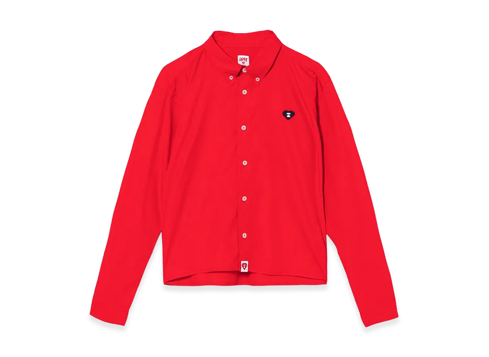 A BATHING APE Women's Cropped Length Button Down Shirt "Red"