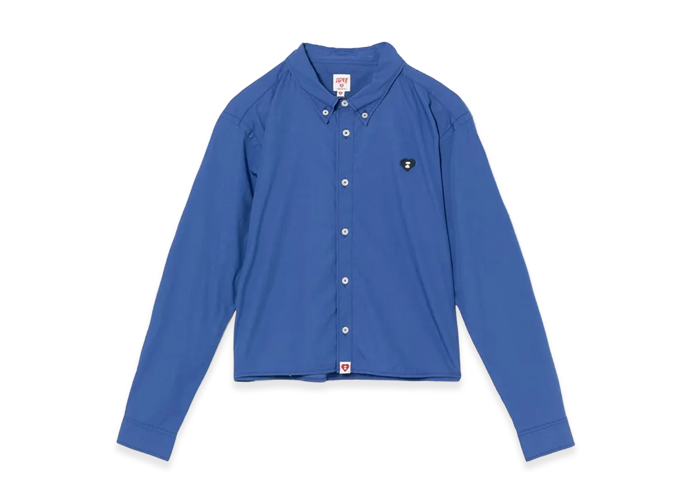 A BATHING APE Women's Cropped Length Button Down Shirt "Blue"