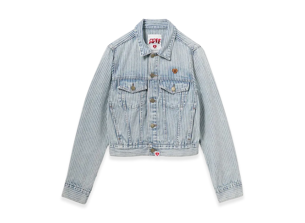 A BATHING APE Women's Indigo Stripe Denim Jacket "Indigo"