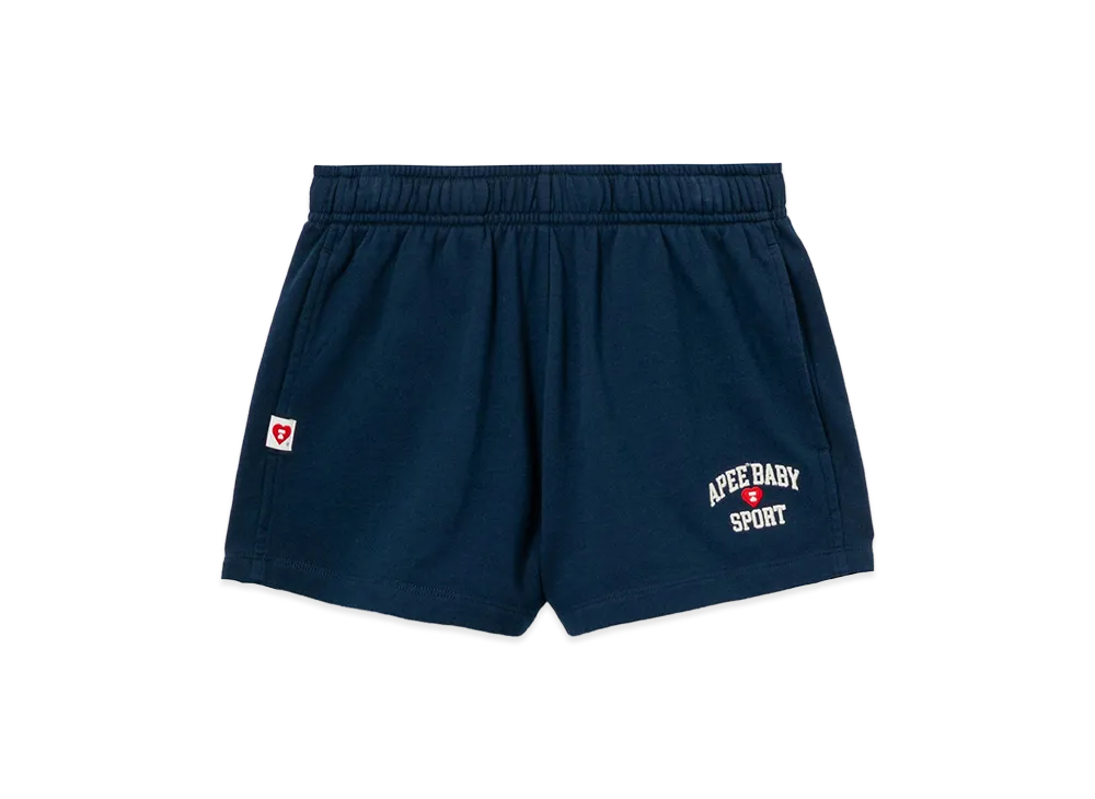 A BATHING APE Women's Apee Kids Embroidery Sweat Shorts "Navy"