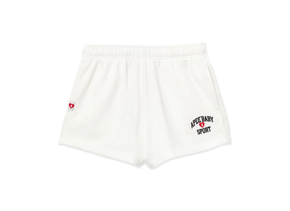 A BATHING APE Women's Apee Kids Embroidery Sweat Shorts "White"