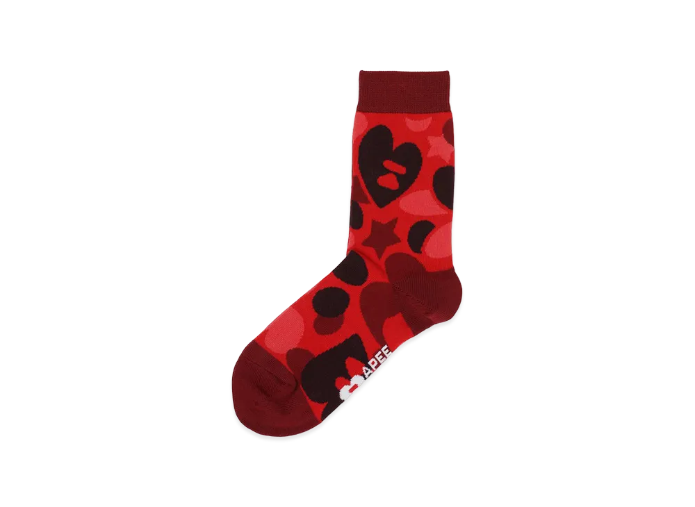 A BATHING APE Women's Camo Socks #1 "Red"