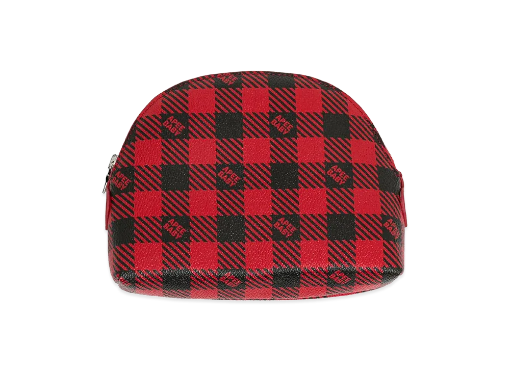 A BATHING APE Women's Plaid Cosmetic Mini Bag "Red"