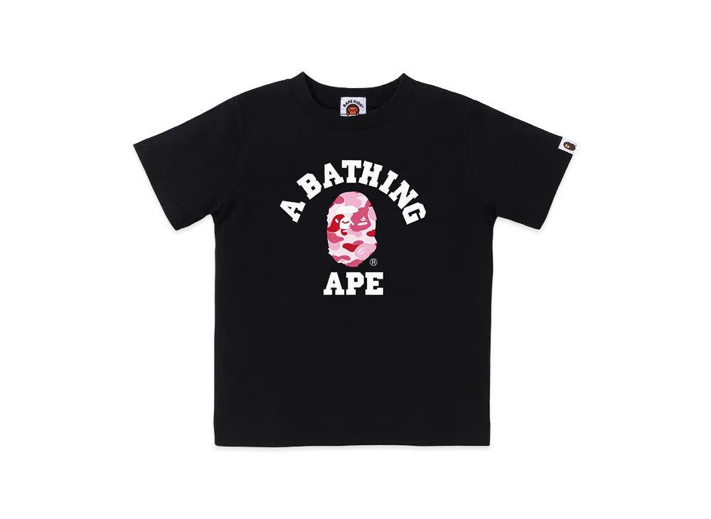 A BATHING APE Kids ABC Camo College Tee "Black/Pink"
