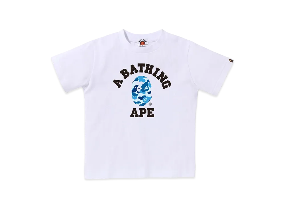 A BATHING APE Kids ABC Camo College Tee "White/Blue"