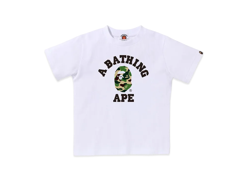 A BATHING APE Kids ABC Camo College Tee "White/Green"