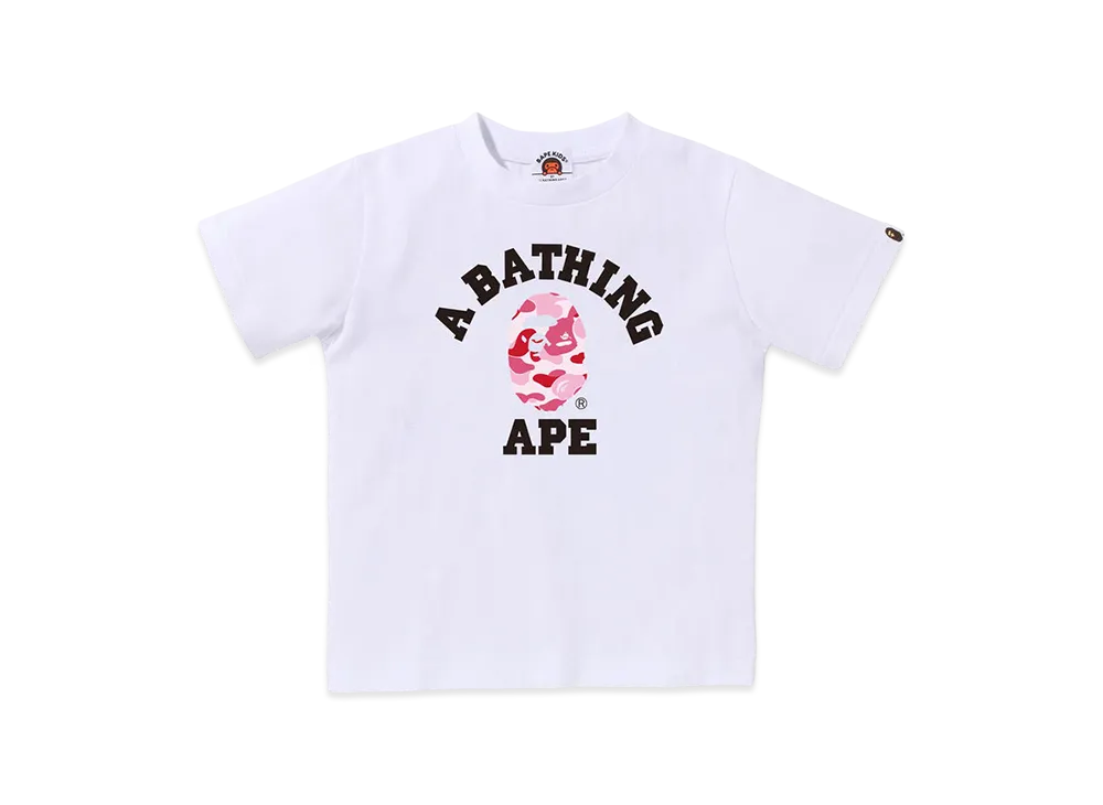 A BATHING APE Kids ABC Camo College Tee "White/Pink"