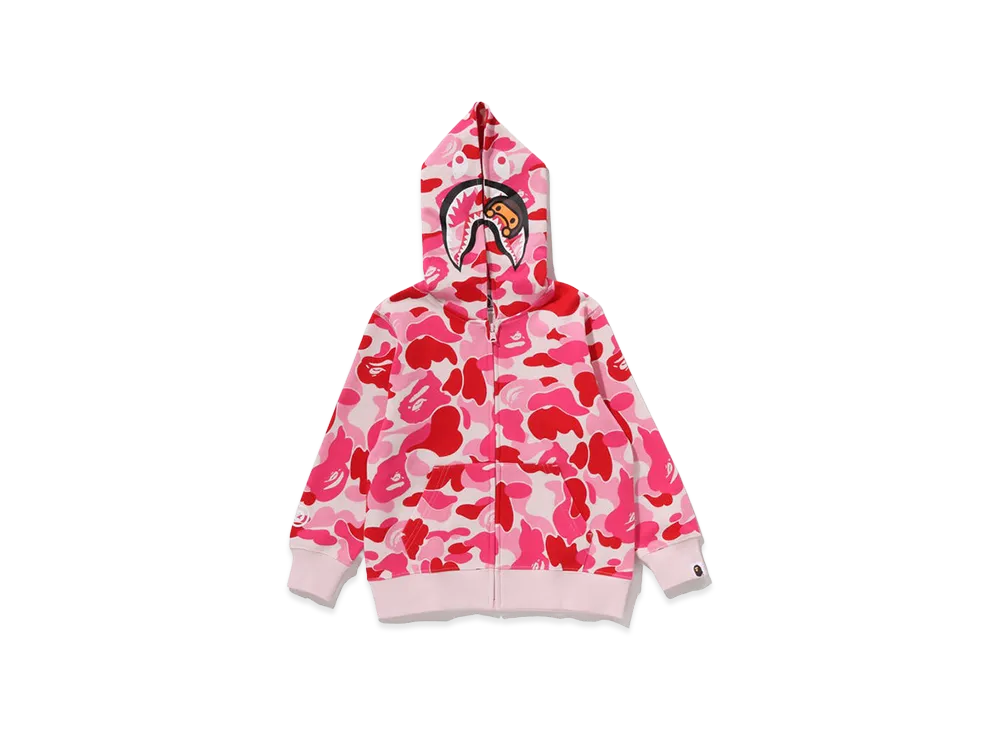 A BATHING APE Kids ABC Camo Milo Shark Zip Hoodie "Pink"