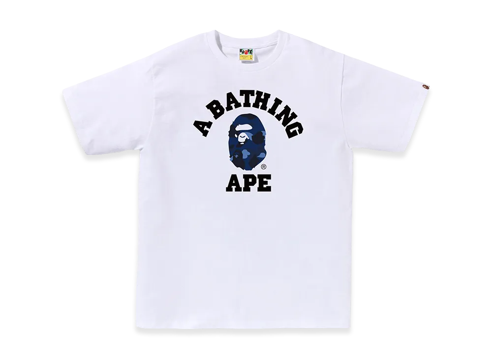 A BATHING APE College Tee "White/Navy"