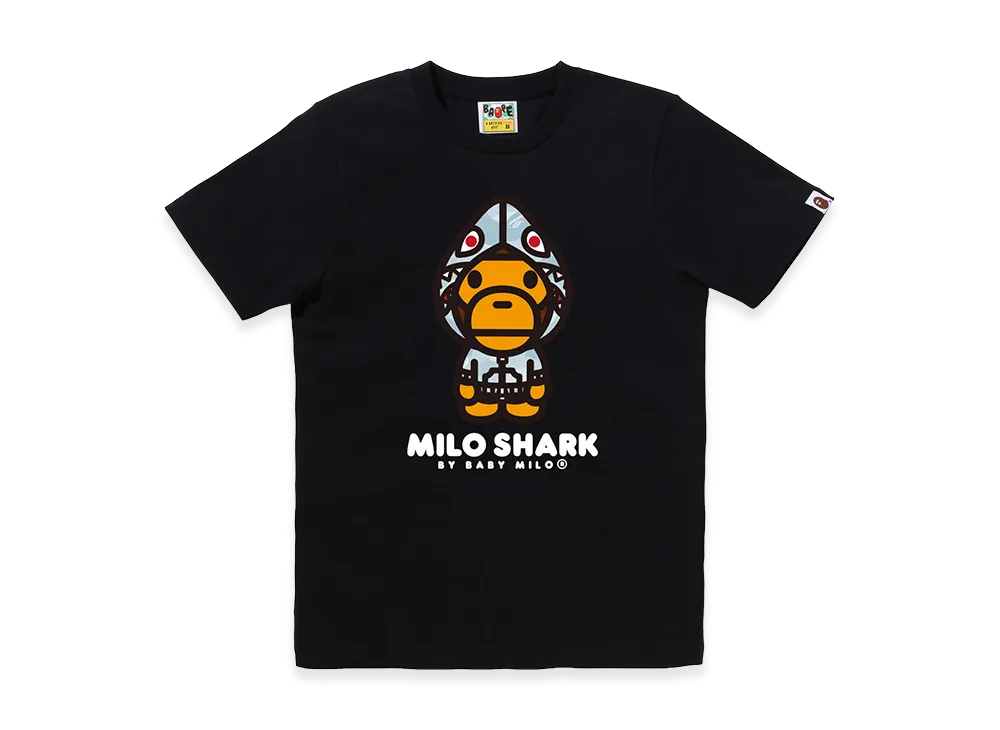 A BATHING APE Women's Milo Shark FZH Tee "Black/Sax"