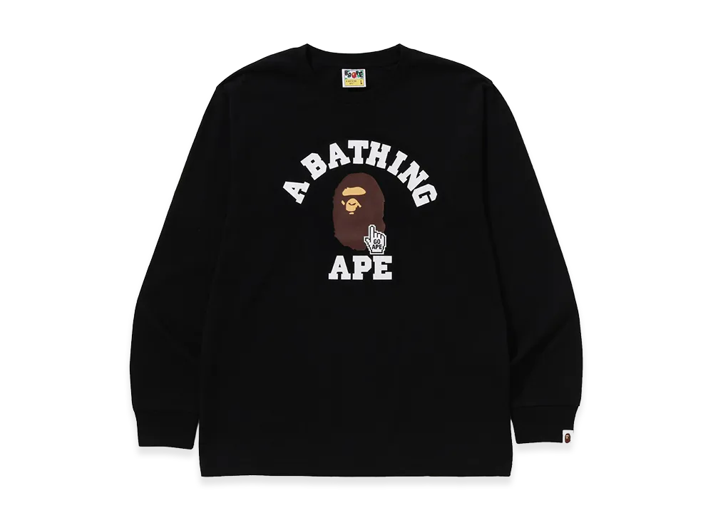 A BATHING APE Go Ape Pointer College Tee LS Tee "Black"