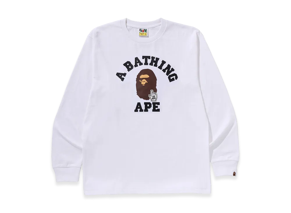 A BATHING APE Go Ape Pointer College Tee LS Tee "White"