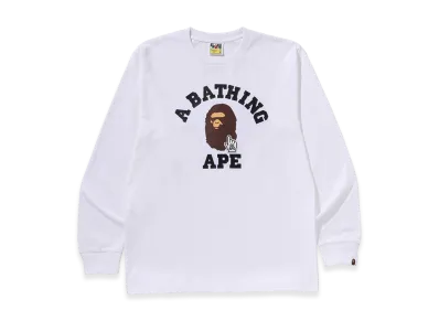 A BATHING APE Go Ape Pointer College Tee LS Tee "White"