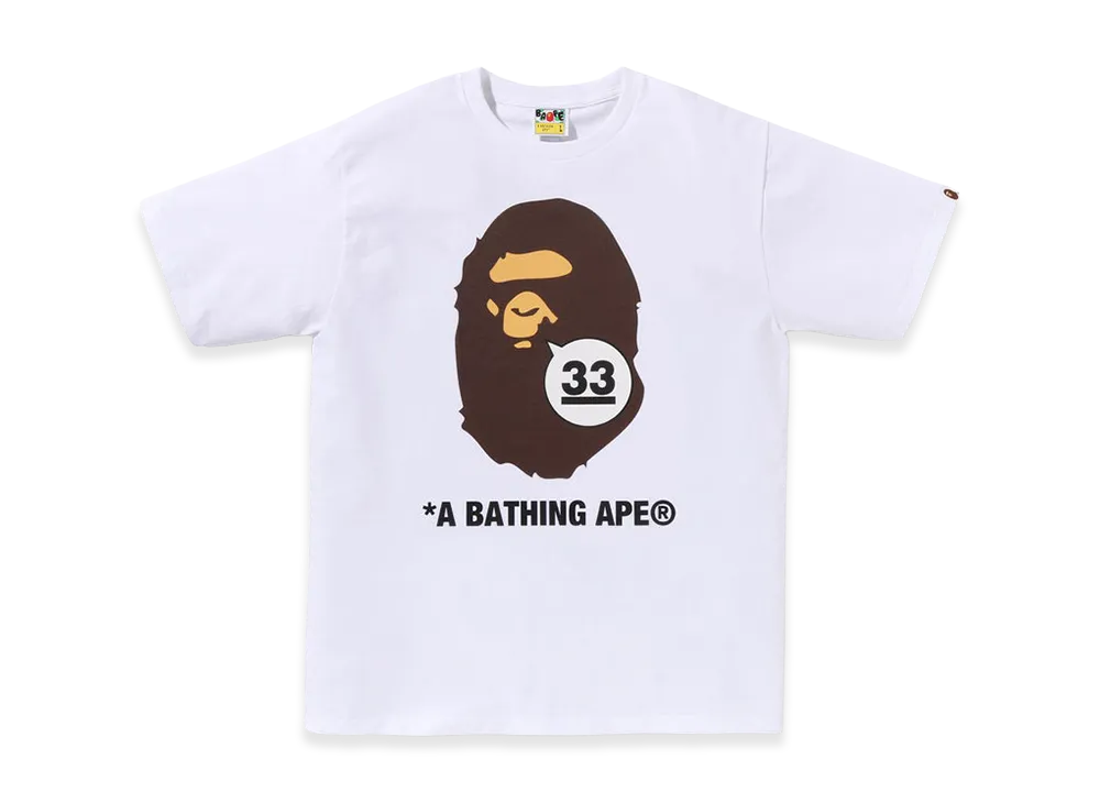 A BATHING APE 33rd Anniversary Ape Head Tee "White"