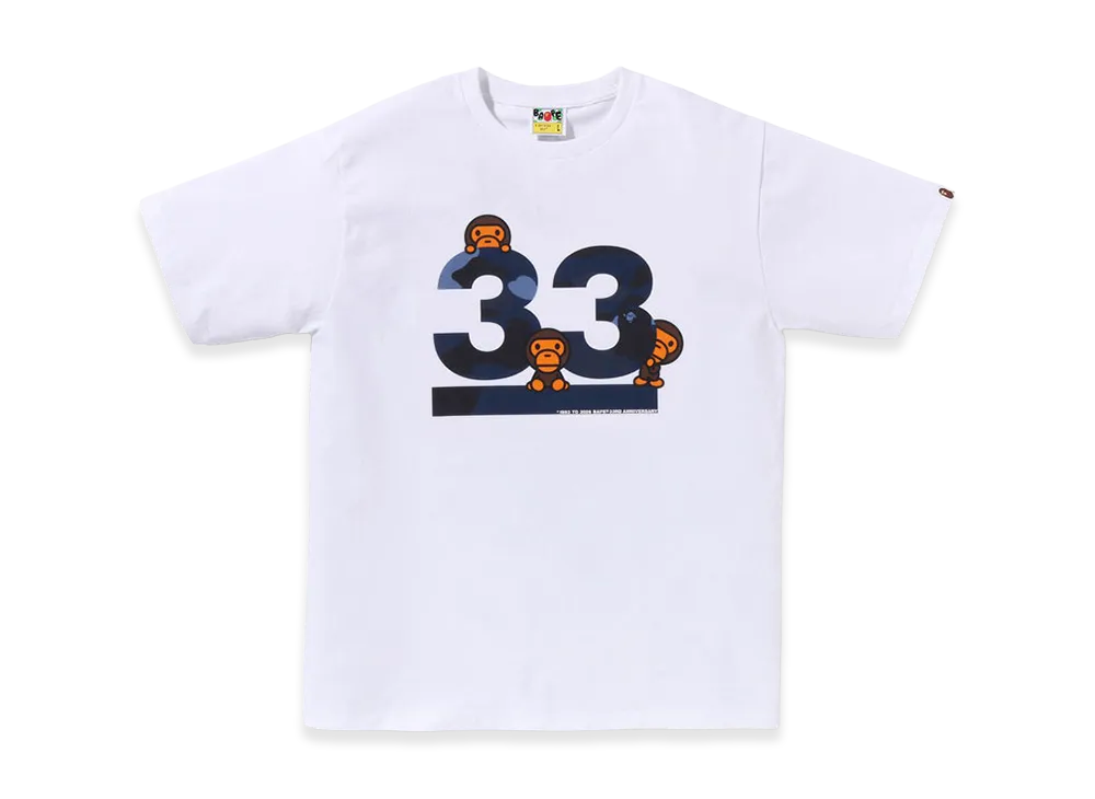 A BATHING APE 33rd Anniversary Baby Miro Tee "White/Navy"