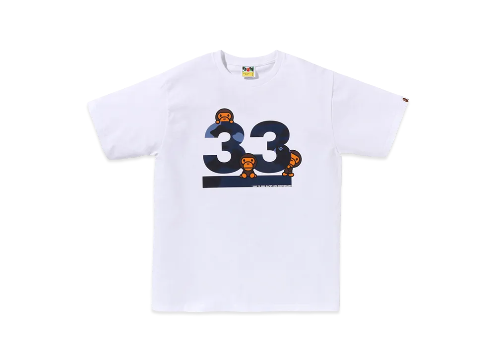 A BATHING APE Kids 33rd Anniversary Baby Miro Tee "White/Navy"