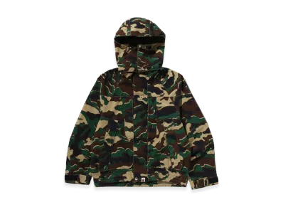 A BATHING APE Glitch Woodland Camo Short Snowboard Jacket "Green"