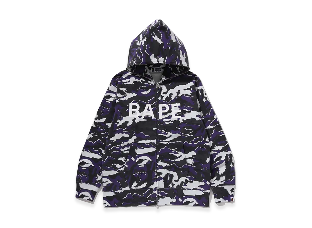 A BATHING APE Glitch Woodland Camo Full Zip Hoodie "Purple"