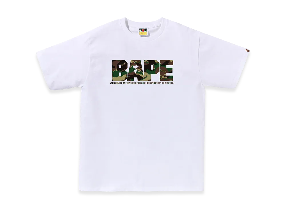 A BATHING APE Glitch Woodland Camo Army Bape Tee "White/Green"