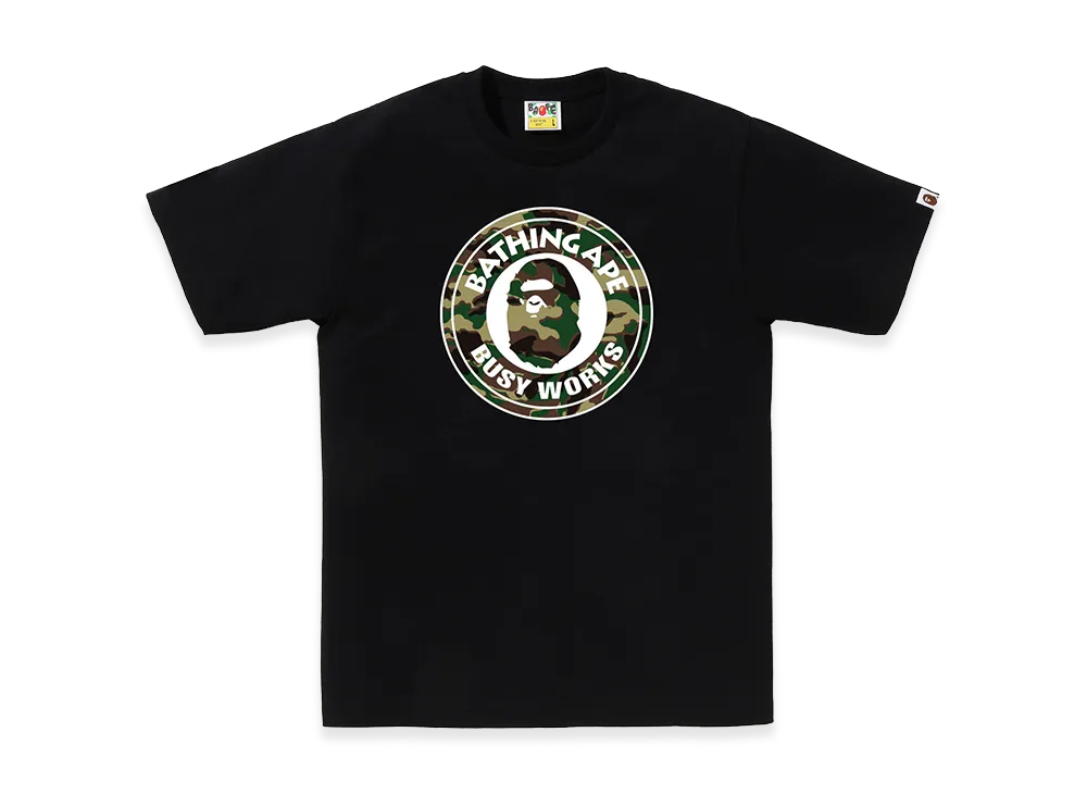 A BATHING APE Glitch Woodland Camo Busy Works Tee "Black"