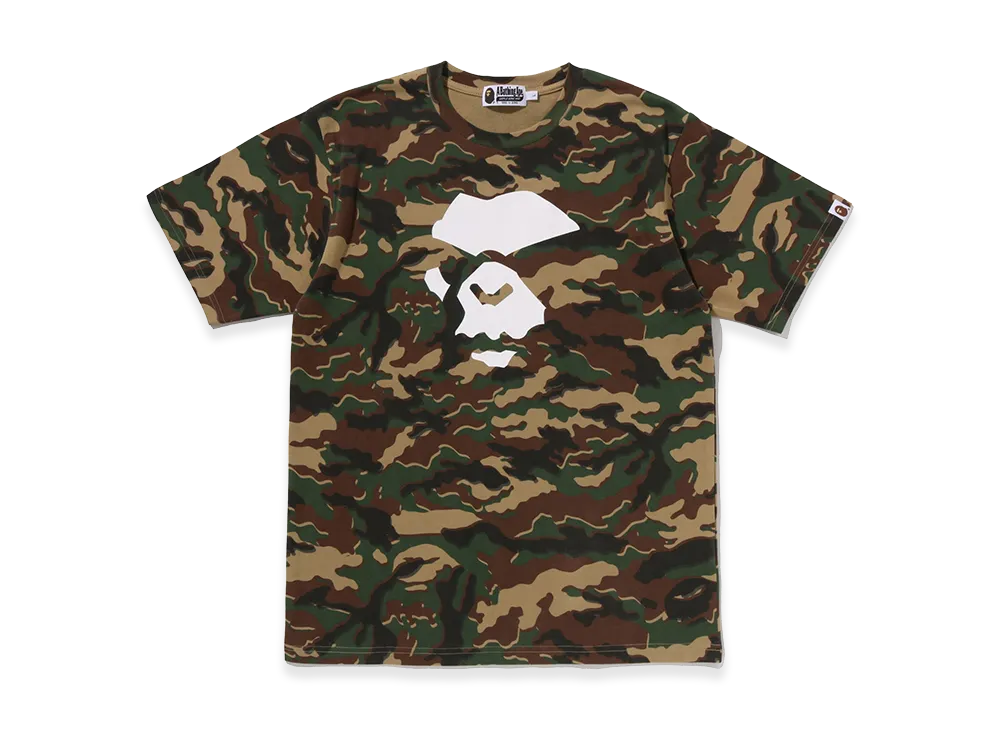 A BATHING APE Glitch Woodland Camo Ape Face Tee "Green"