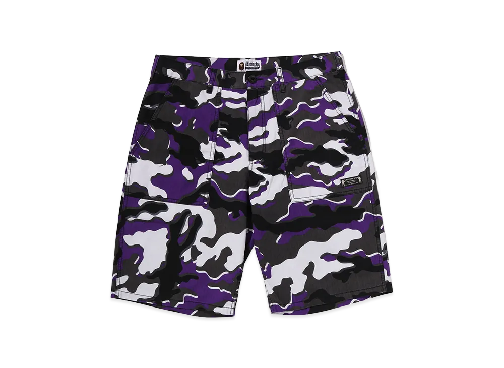 A BATHING APE Glitch Woodland Camo Shorts "Purple"